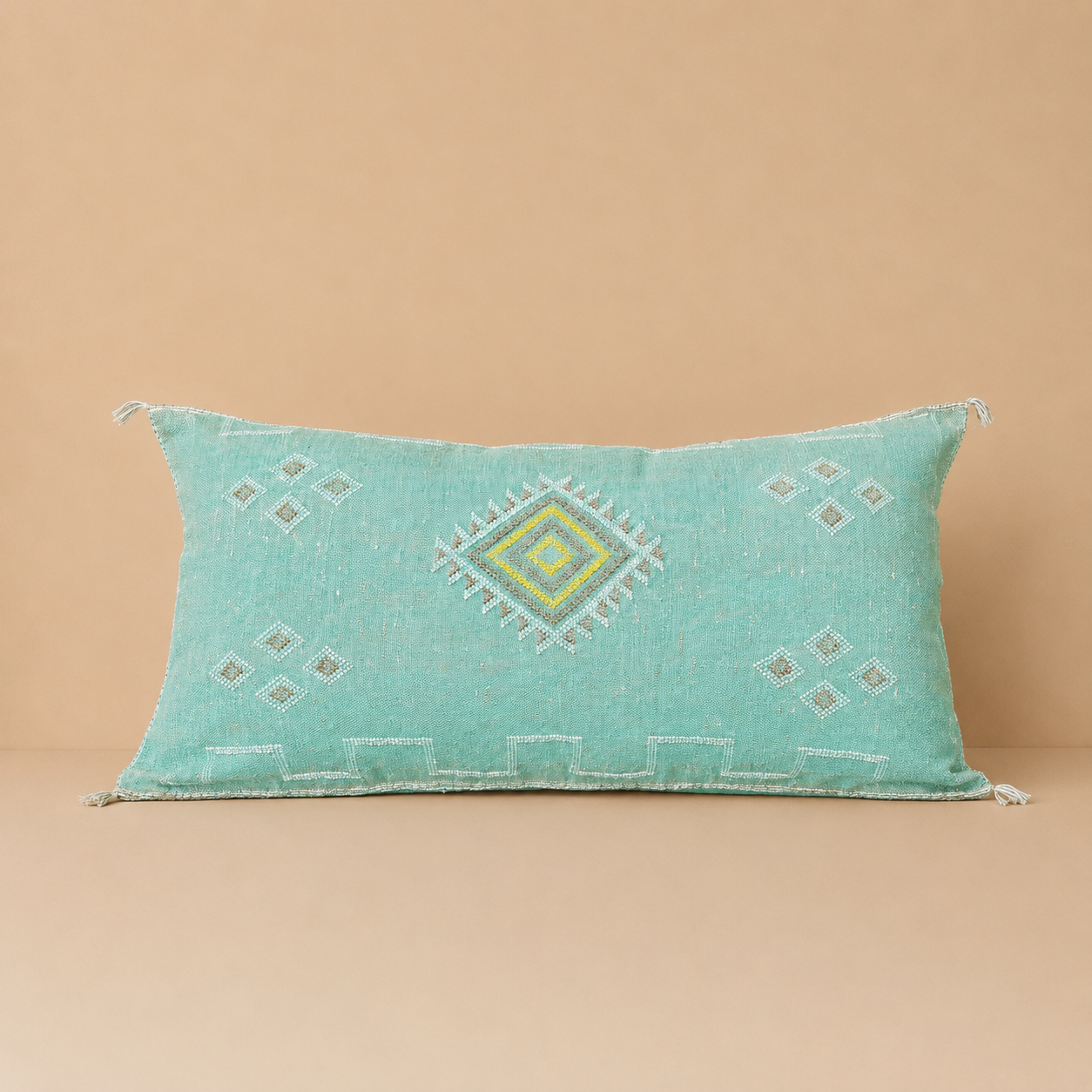 Handgemaakt Sabra Silk Kussen - Turquoise 95x50 cm