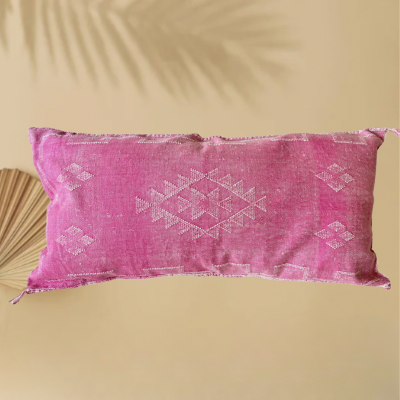 Roze Sabra Silk kussen 95x50 cm - Handgemaakt Marokko - Casa with a Soul