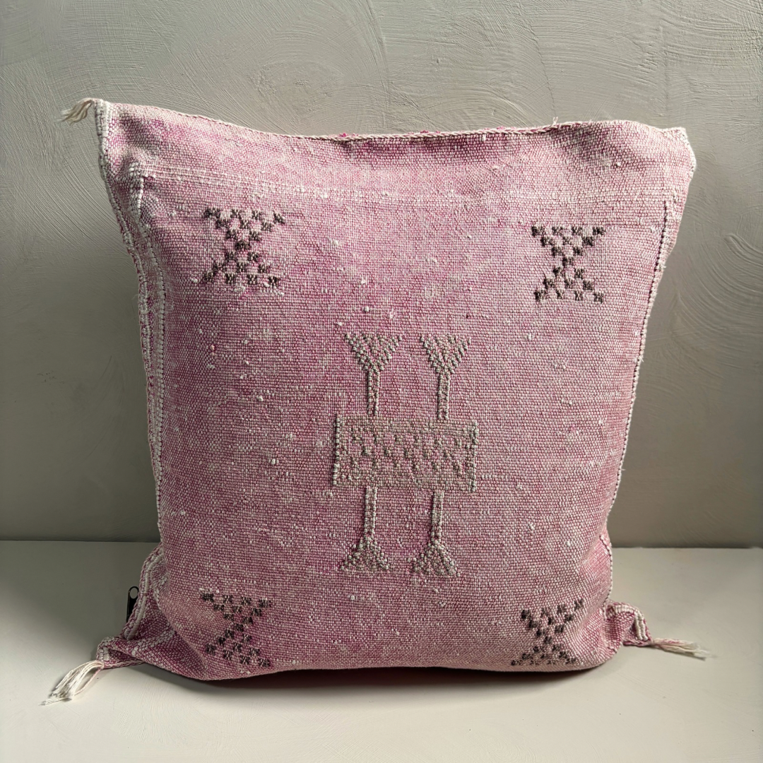 Sabra Silk Kussen Zachtroze - 45x45 cm- Handgemaakt - Afbeelding 2