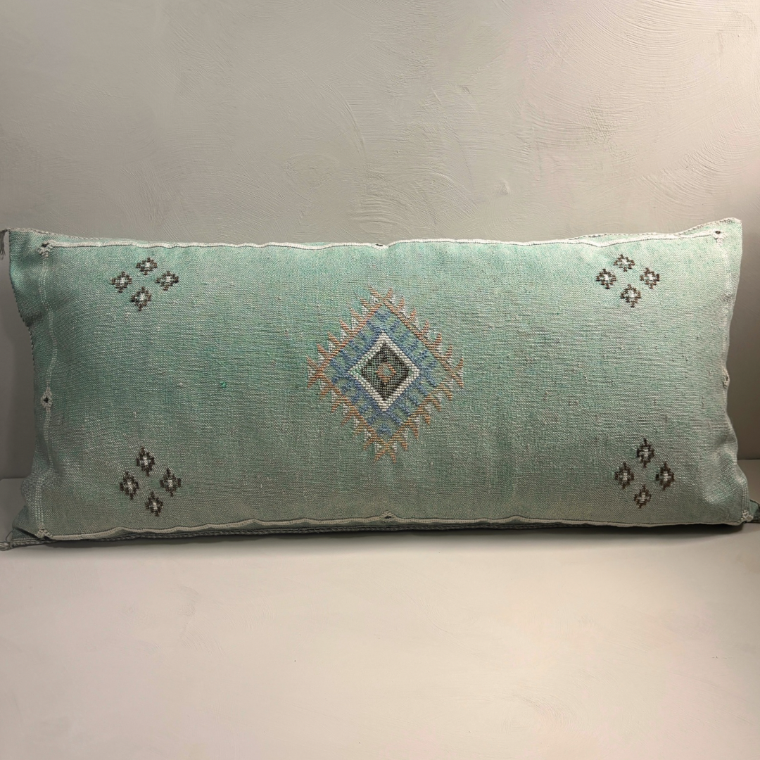 Sabra Silk Kussen Turquoise uit Marokko- 95x50 cm - Afbeelding 2