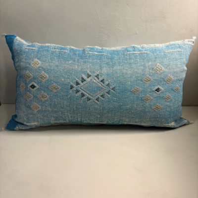 Sabra Silk Kussen Blauw uit Marokko - 95x50 cm