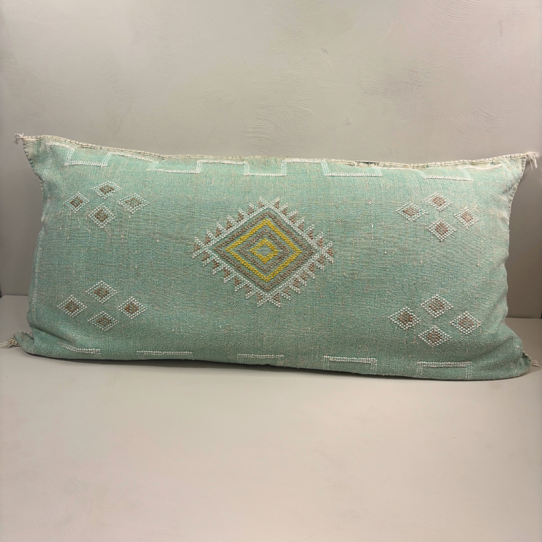 Handgemaakt Sabra Silk Kussen - Turquoise 95x50 cm - Afbeelding 2