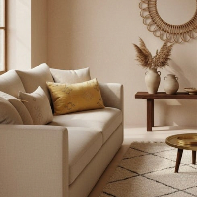 Sabra Silk Kussen Okergeel uit Marokko- 95x50 cm