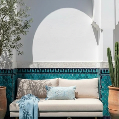 Sabra Silk Kussen Blauw uit Marokko - 95x50 cm