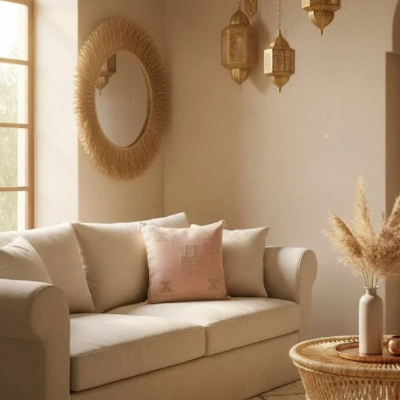 Sabra Silk Kussen Zachtroze - 45x45 cm