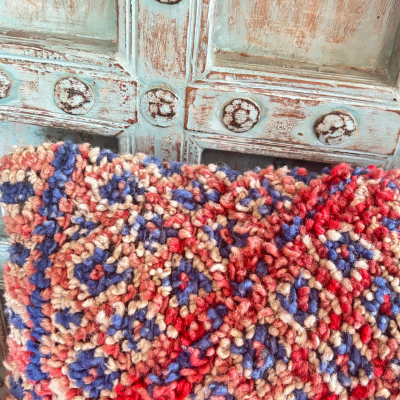 Rood- Blauw Marokkaans Berber Kussen - 70x45cm - Afbeelding 3