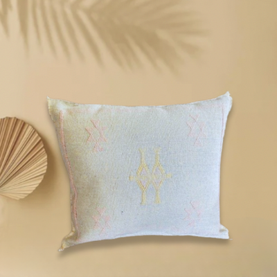 Licht Blauw Sabra Silk kussen 45x45cm - Handgemaakt Marokko - Casa with a Soul