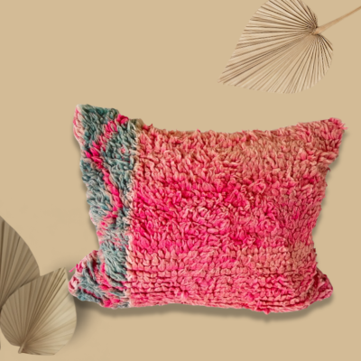 Roze en turquoise zijkang Boujaad Marokkaans kussen - Atlasgebergte - Casa with a Soul