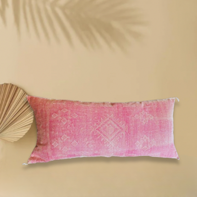 Zacht roze Sabra Silk kussen 95x50cm- Handgemaakt Marokko- Casa with a Soul