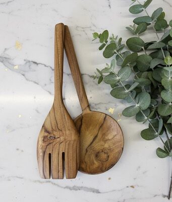 Teak houten vork 30 cm - Handgemaakt Bali