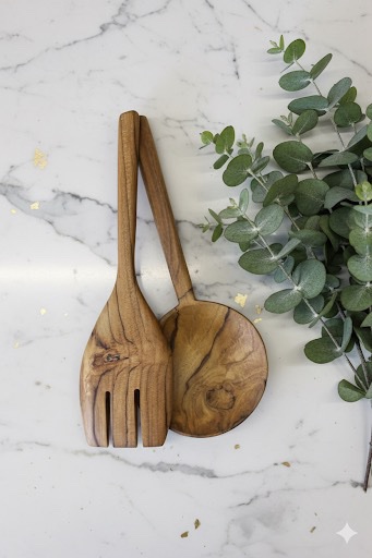 Teak houten vork 30 cm - Handgemaakt Bali