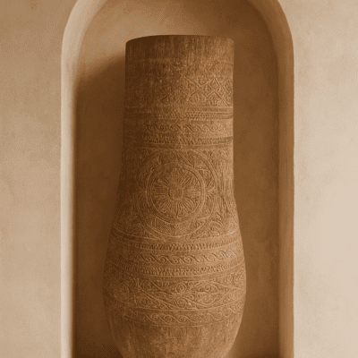 Handgesneden Palmhouten Vaas 150 cm – Uniek Ambacht uit Bali