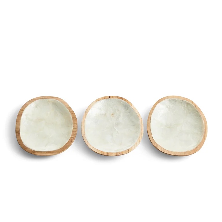 Houten Schaaltje van Capiz Schelp – Handgemaakt Bali - Afbeelding 3