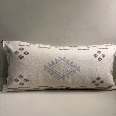 Wit Sabra Silk Kussen Blauwe Ster 95x50 cm – Marrakesh