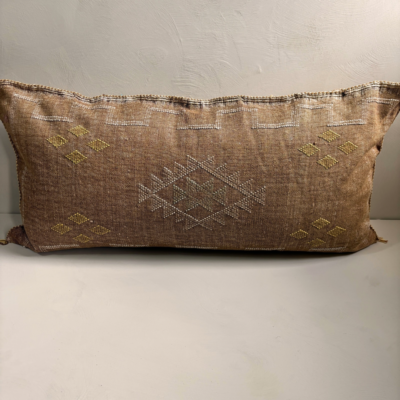 Sabra Silk Kussen Lichtbruin met Geel 95x50 cm  – Marokko