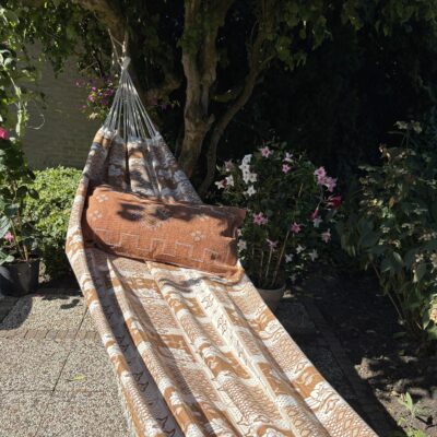 Braziliaanse 2-persoons Hangmat Camel-Beige Bloemmotief
