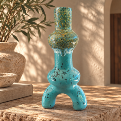 Turquoise keramiek sculptuur uit Fez – 28 cm