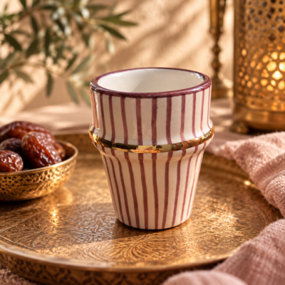 Marokkaans koffiekopje uit Fez – Aubergine & Goud